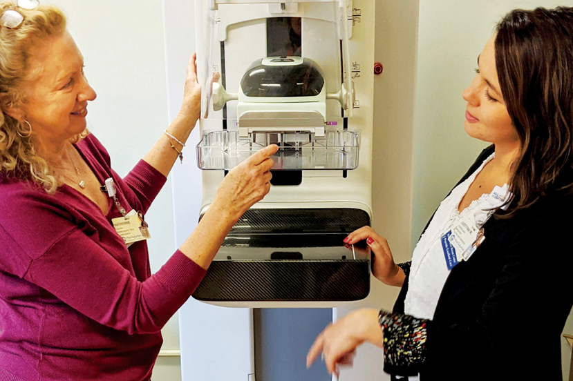 West Suburban staff with mammography equipment